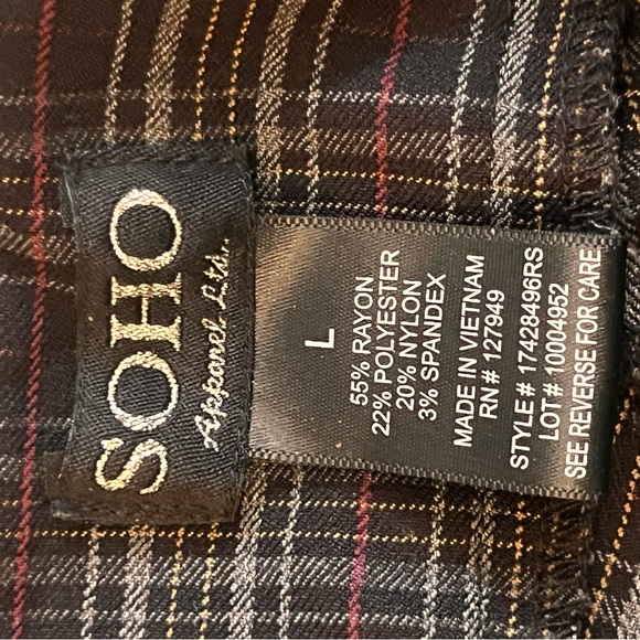 Soho Dark Black and Grey Checkered Pants - Picture 8 of 8